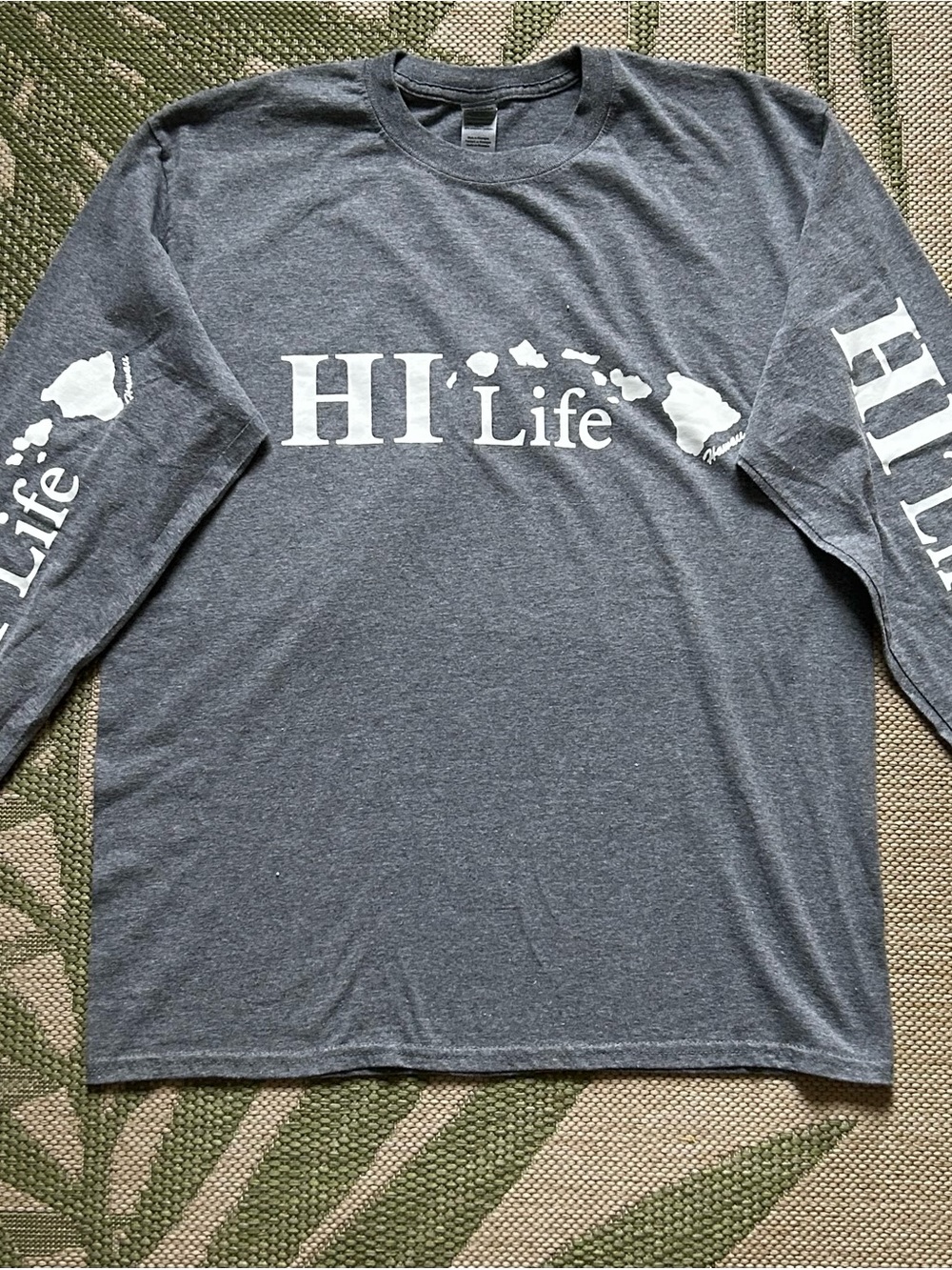 Gildan Heather Gray Long Sleeve "HI Life" Tee